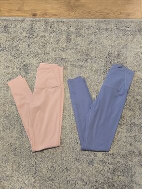 Womens High-Rise Leggings - Pink and Lavender/blue